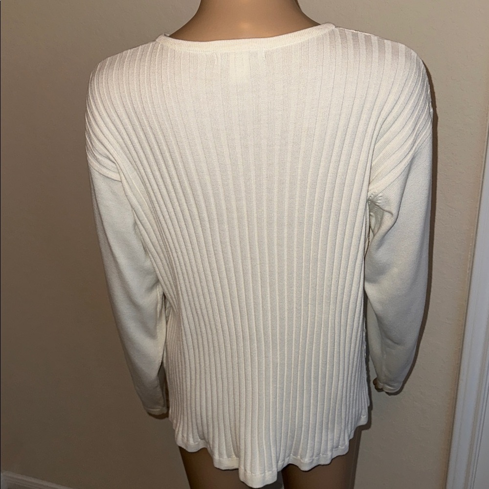 Dressbarn Ivory Knit Cardigan Size Medium. - Picture 3 of 13